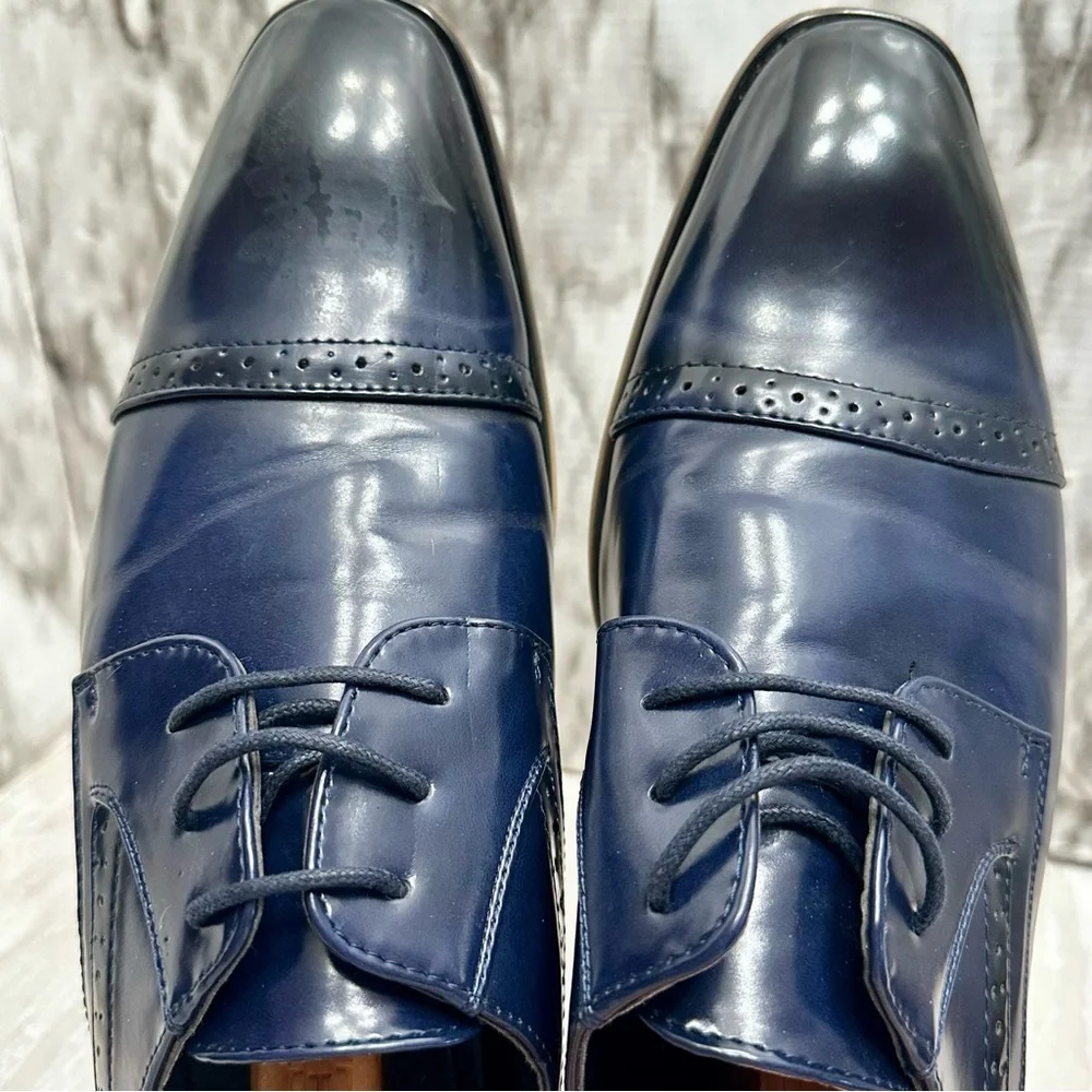 Classic Ombré Navy And Black Lace Up Derby Dress Shoes Office Evening Blokecore